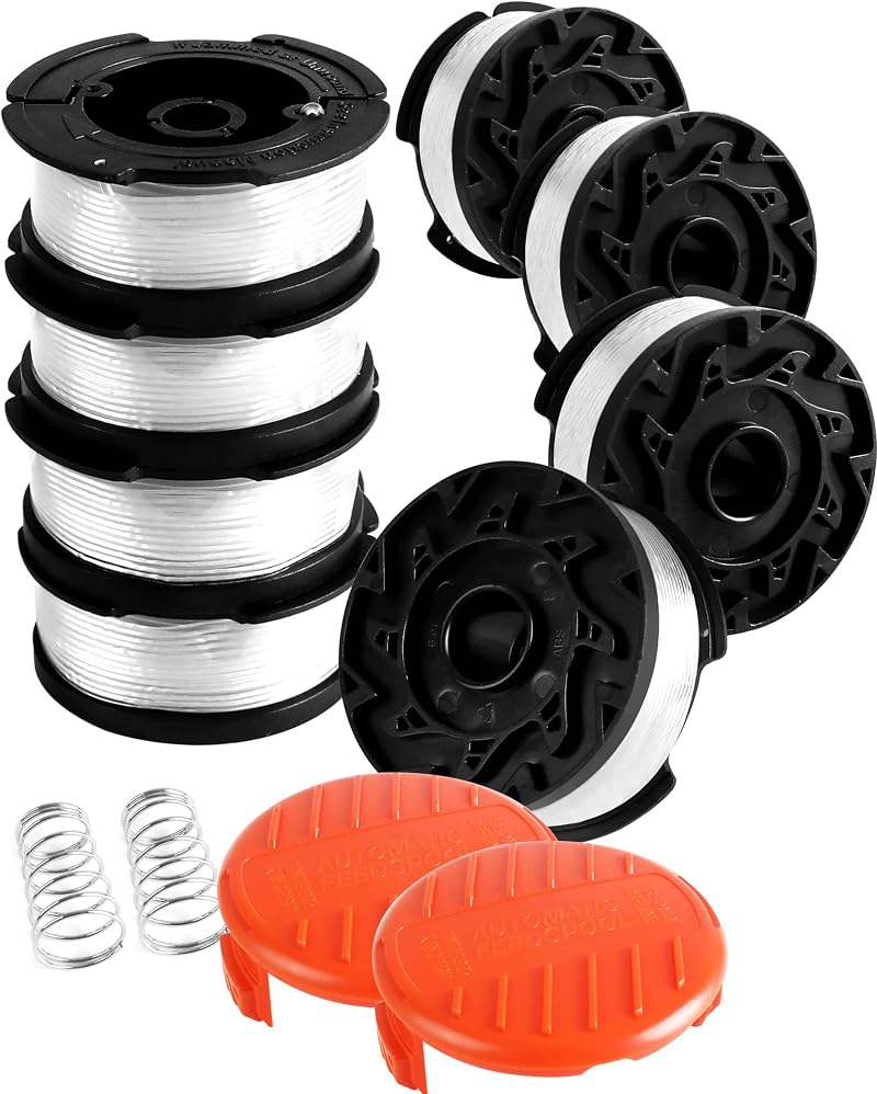 Uchidodo Strimmer Spool 8x 30ft 0.065in for Black & Decker with 2 Covers 2