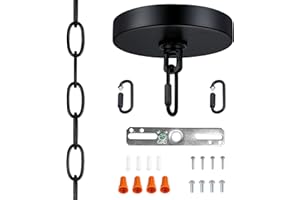 RAINLIGHTING Replacement 5.1 Inch Light Canopy Kit 48 Inches Chain 1 Pack,Black Finish Replacement Cover Plate for Chandelier,Pendant Light,Swag Light,Ceiling Fan,Flower Basket
