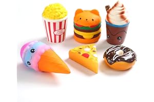 KINGYAO 6pcs Slow Rising squishies Squishy Toys Jumbo squishies, Hamburger Popcorn Cake Ice Cream Pizza Kawaii Squishy Toys or Stress Relief Squeeze Toys Party Favors for Kids Adults Decorative Props