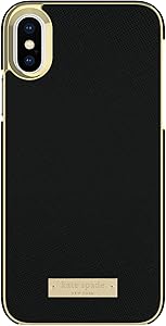 kate spade new york Wrap Case for iPhone XS & iPhone X - Saffiano Black/Gold Logo Plate
