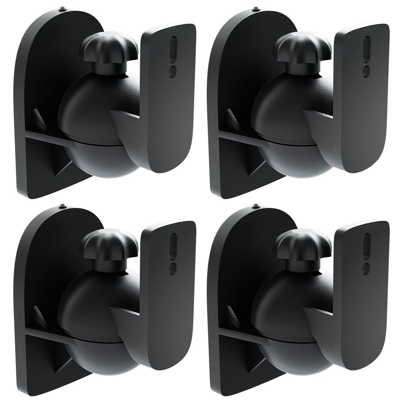 deleyCON 4x Universal Speaker Wall Mounts Loudspeaker Wall Mountings Tilt + Swivel & up to 3.5 Kg Load Weight - Ceiling Mounting + Wall Fitting - Black