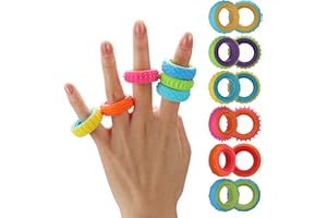 ZENO Dual Fidget Rings – 12 Pack Spinning Fidget Ring for Adults & Teens, Quiet Stress Relief Finger Fidget Toys for Work, An