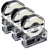 Pristar 3-Pack Compatible for Epson LK-4WBN LC-4WBN LC 4WBN9 SS12KW 12mm 1/2" Label Maker Tape 0.47" Label Tape Work for Epson LabelWorks LW300 LW400 LW500 LW700 LW-K200PX Label Maker, Black on White