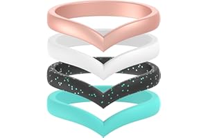 ThunderFit Thin Heart Shaped Silicone Wedding Rings for Women - 8 Rings / 4 Rings / 1 Ring - Stackable Rubber Engagement Bands - Width 2.7mm - Thickness 2mm