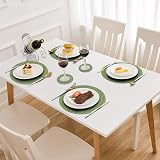 Pauwer Round Placemats and Coasters Set of 6 Green Non Slip Washable 38cm Mats view 2