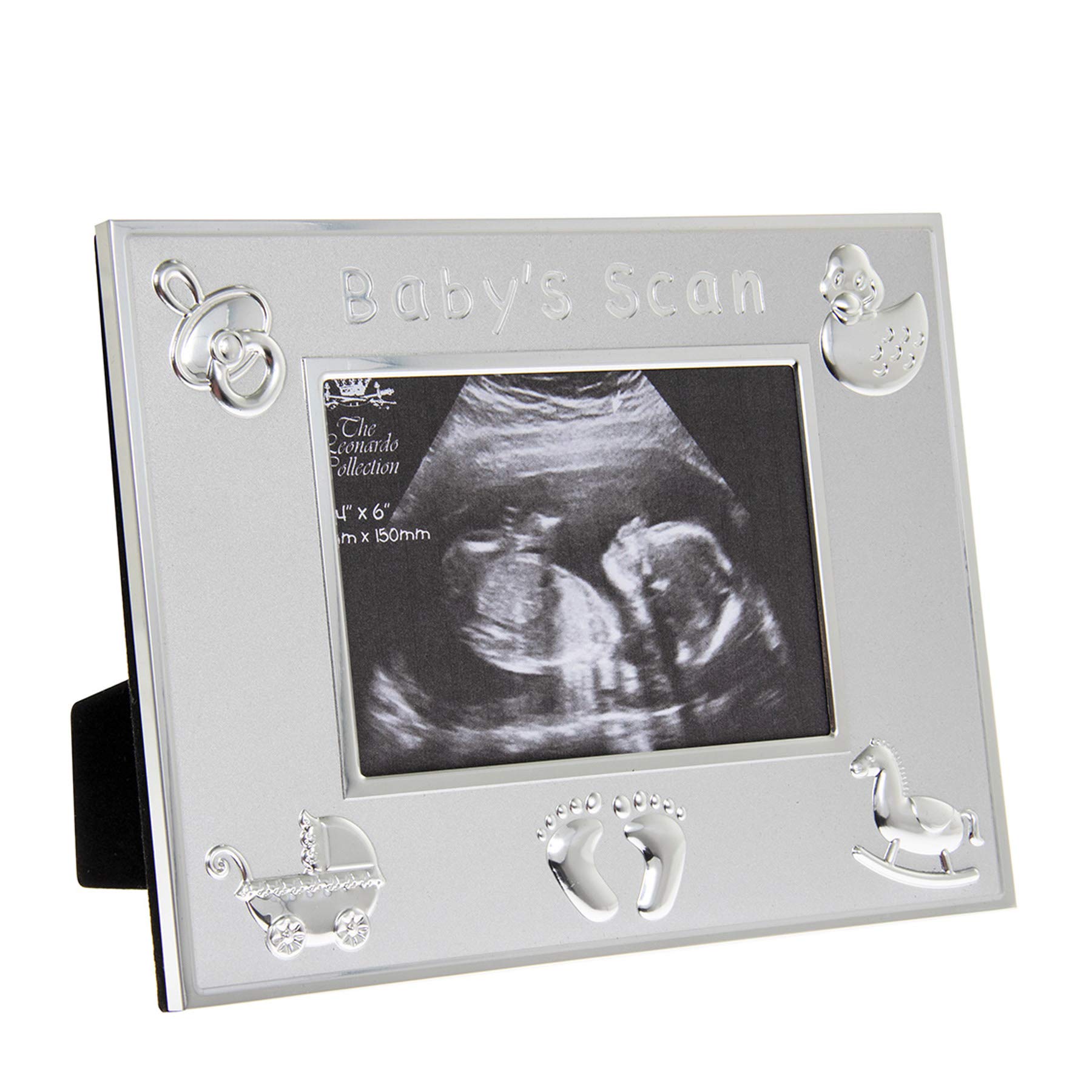 Silver Plated Baby's Scan Photo Frame with Embossed Detail 5" x 3.5" 2380