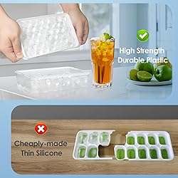 WIBIMEN Ice Cube Tray with Lid and Bin - Round Ice
