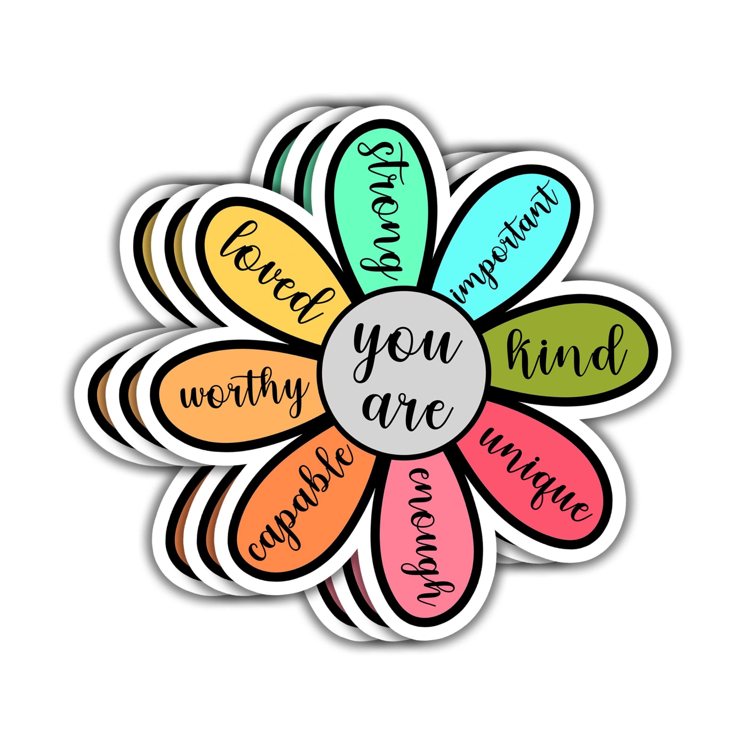 Photo 1 of (3pcs) You are Unique Enough Worthy Loved Bible Verse Stickers for Water Bottles Laptops Phones Kindle Car Hard Hat Jesus Christian Inspirational Quote Decals -3x3