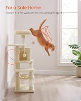 Feandrea Cat Tree Tower 112 cm Multi Level Plush Condo Beige PCT261M01 view 9