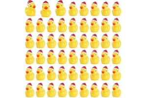 KAPEILUO 50Pcs Mini Resin Ducks, Mini Christmas Ducks Miniature Duck Figures Ornament for Craft, Dollhouse, Garden Decoration, Home Decorations Christmas Party Favors Gift