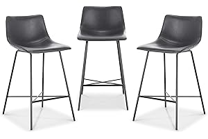 POLY & BARK Poly and Bark Paxton 24” Counter Stool, Set of 3 Grey