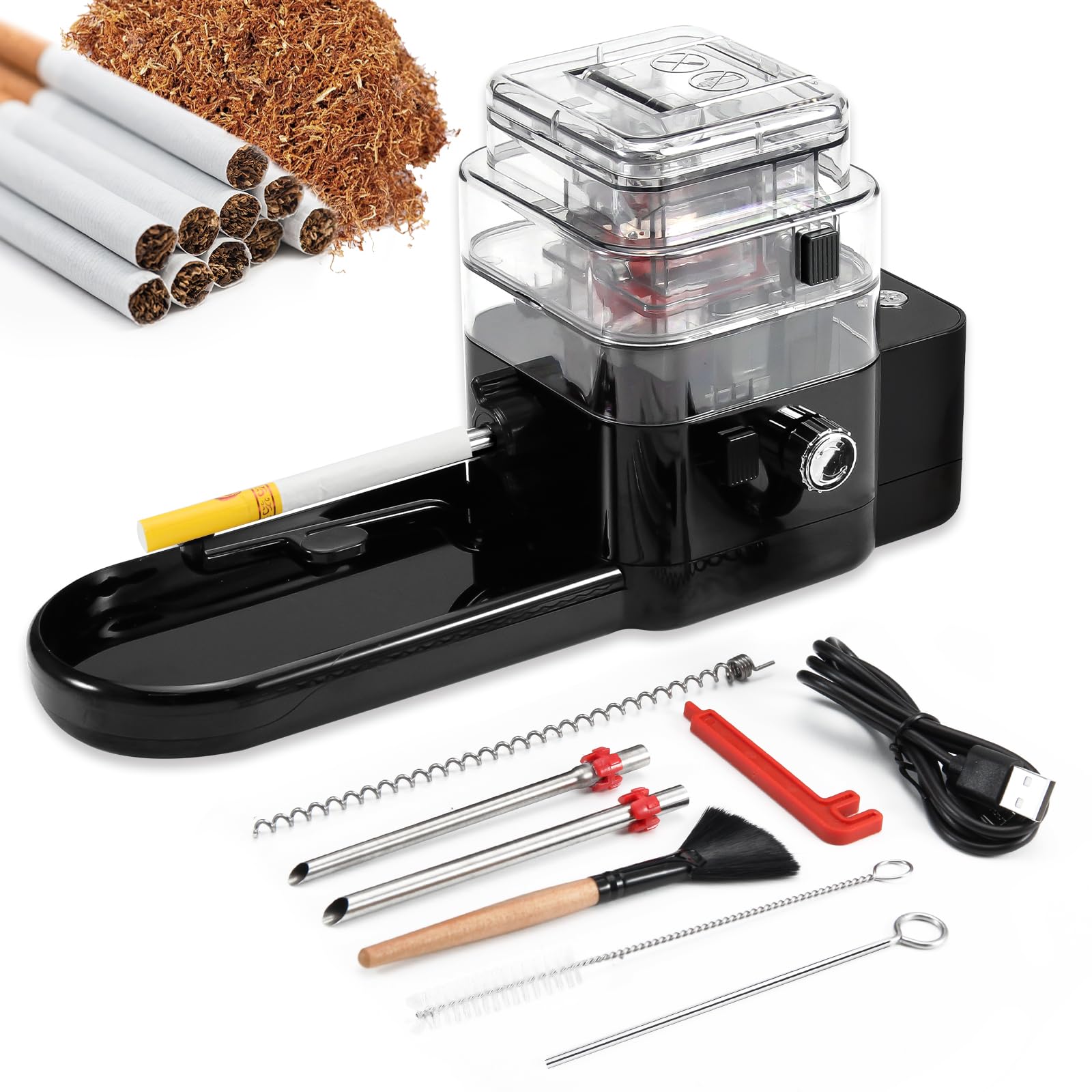 Photo 1 of *MISSING PARTS UNKNOWN*
Automatic Rolling Machine Electric Cigarette Injector Machine for Tubes King/Regular/Slim 100s Cigarette and Pre Roll Cones Cigarette Injector Roller Machine (Black)