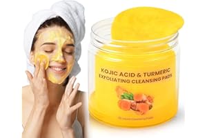 AUSLKA Turmeric Kojic Acid Cleansing Pads, Face Scrub Pads Cleansing Oil Brighten Skin Tone, Turmeric Face Scrub Pads Reduce 