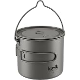 Kuvik 1100ml (37 oz) Titanium Pot with Bail Handle - Ultralight and Compact | Corrosion Resistant, Food Safe, Non-Toxic, No Metallic Taste, Easy to Clean, Dishwasher Safe, Padded Carrying Bag Included