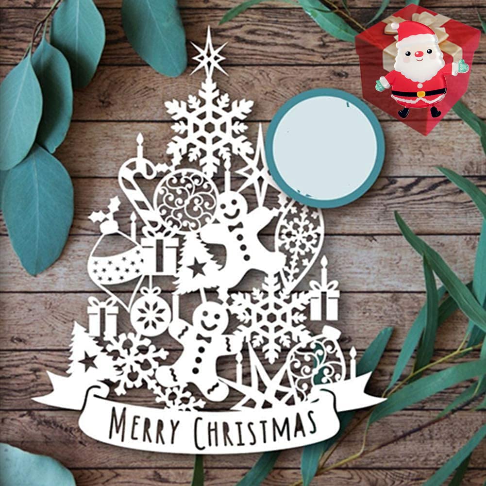 Cutting Dies for Card Making，Cutting Dies Cut Stencils for DIY Scrapbooking Photo Album Decorative Embossing Paper Dies for Card Making Templated+Cute Brooch Pin (Merry Christmas) — image 1