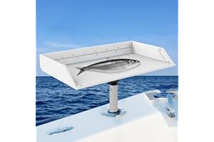 PRATUOR Boat Cutting Board & Bait Table with Fish Ruler–Filet Station with Rod Holder, Plier Storage, Knife Slot, Premium Marine Accessories for Boat Grills & Fish Cleaning (Ruler Version)
