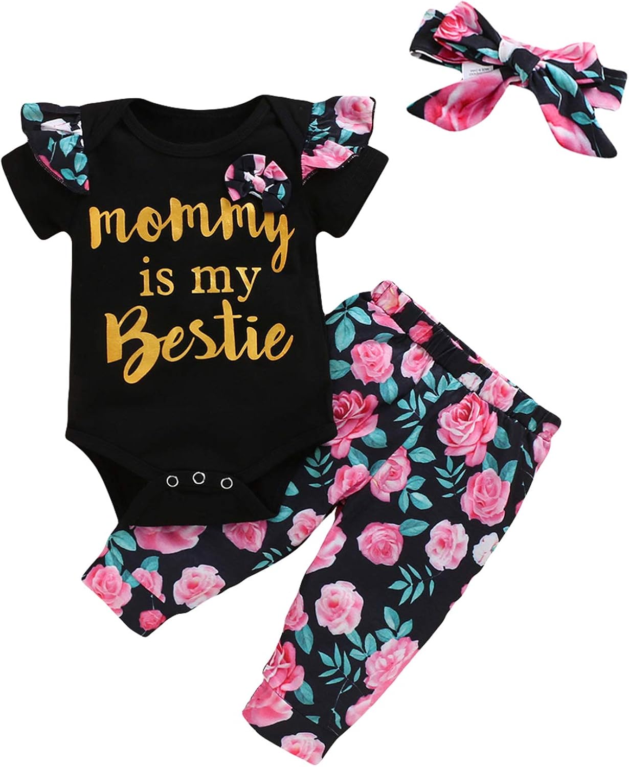 Baby Girls Wild One Outfit Set Birthday Floral Tops Pant Clothing Set