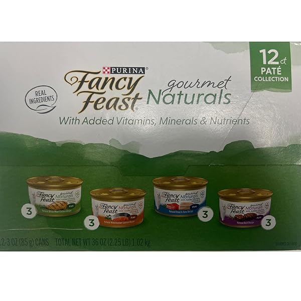 FANCY FEAST PURINA GOURMET NATURALS PATE` COLLECTION GRAIN FREE (12-3 OZ CANS)