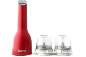 FinaMill's Award-Winning Battery Operated Salt and Pepper Grinder Set - Adjustable Coarseness, Ceramic Grinding Elements, LED Light, Perfect for Home Cooking & Gifting - 2 Quick-Change ProPlus Pods