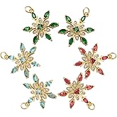 COGCHARGER 6 Pcs Christmas Snowflake Charm Snowflake Cubic Zirconia Charms Flower Charm Pendants for Jewelry Necklace Earring Making