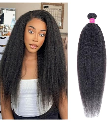 Amazon.com : Kinky Straight Human Hair 1Bundles 10Inch Yaki  display picture 2