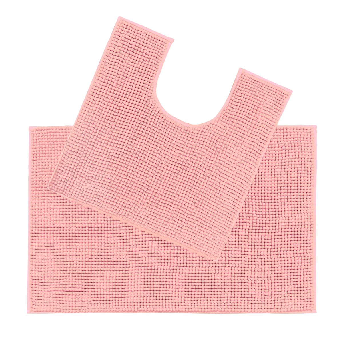 Allure Chenille Bobble Bath Mat Set - Non Slip Two Piece Bath & Toilet Mat Set, Super Soft, Absorbent & Easy Care (Blush) — image 1