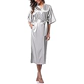 Women Kimono Long Robe Lightweight Bathrobe Soft Nightwear Comfy Nightgown