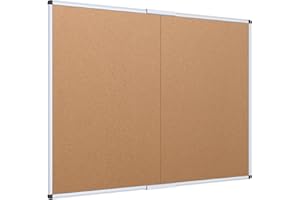 VIZ-PRO Cork Bulletin Board/Foldable Noticeboard, 48 X 36 Inches, Silver Aluminium Frame