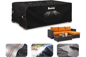 RIMWIG Patio Furniture Set Cover Waterproof, Garden Dining Table Chair Set Cover Outside Rectangular Heavy Duty Weatherproof 90" L x 90" W x 35" H Black