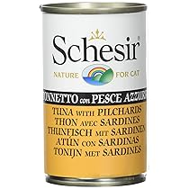 Schesir, Cibo Umido per Gatti Adulti al Gusto Tonnetto con Pesce Azzurro Preparato in Morbida Gelatina – Totale 0,84Kg (6 Lattine da 140G)