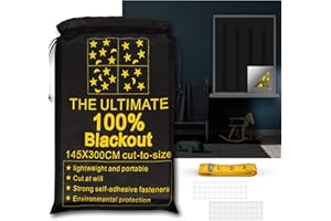 RUSEEN ULIGOOD Portable Blackout Shades (118" x 57") Travel Window Blackout Curtains, 100% Blackout Material Temporary Blackout Blinds for Baby Nursery, Bedroom, Caravan, Office or Travel Use