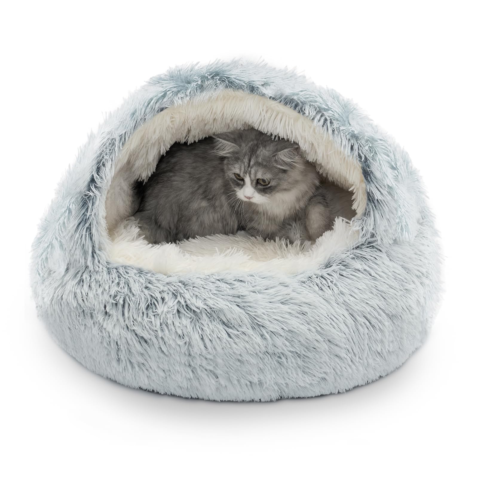 Photo 1 of CATISM Cozy Cat Pod - Plush Hooded Cat Bed Cave, Self Warming, Removable Washable with Non-Slip Bottom