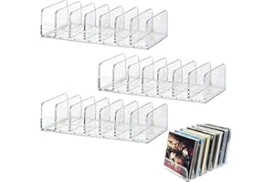 3 Pack Acrylic CD Display Rack, 7-Slot Clear CD/DVD Organizer Stand with Large Capacity for Desk or Shelf Storage