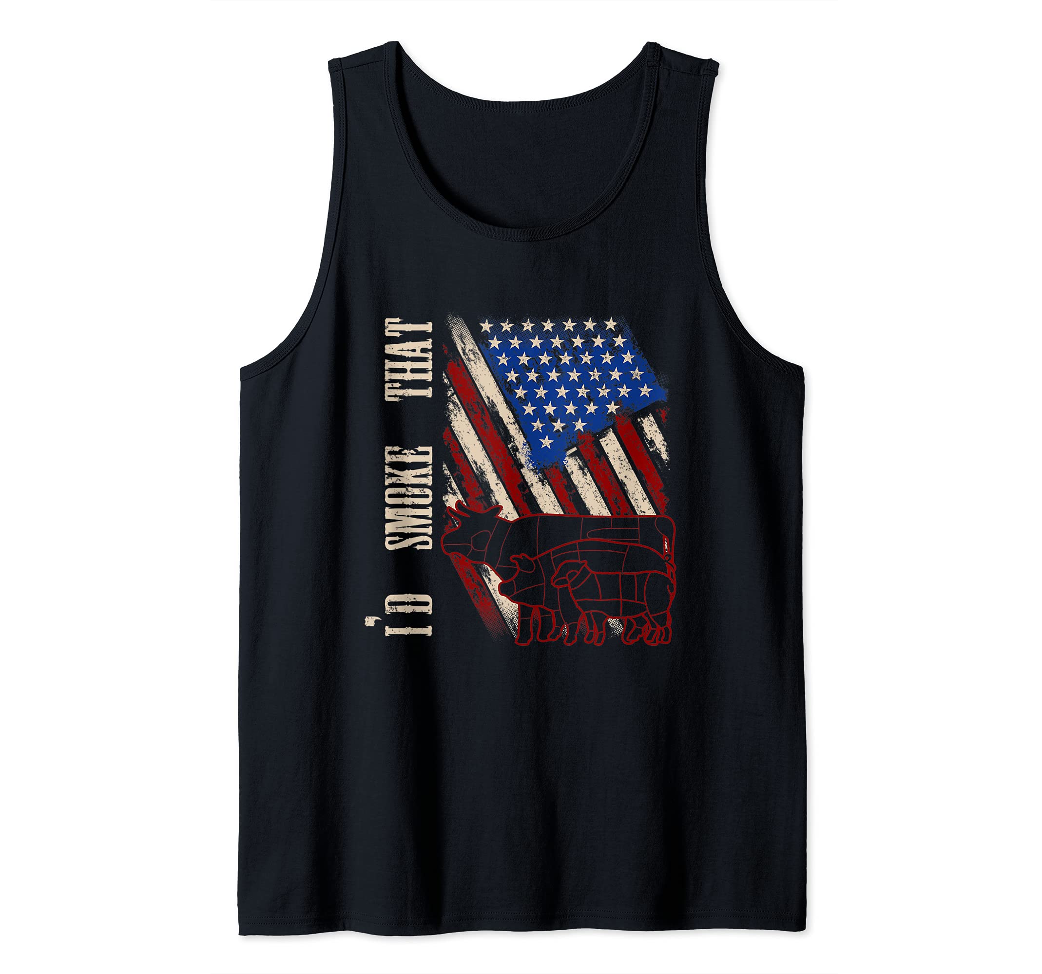 Id Smoke That BBQ Grilled Meat Lover USA Flag Funny Barbecue Tank Top