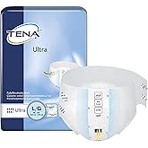 TENA Ultra Unisex Adult Incontinence Brief, Large, Disposable, Moderate Absorbency, 12 Count, 12 Packs, 12 Total