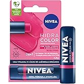 NIVEA Hidratante Labial Hidra Color 2 em 1 Rosa Pink 4,8g - Combina cor intensa e hidratação enriquecida com Manteiga de Kari