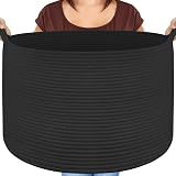 Maliton Black Basket 50x33 cm Large Foldable Laundry Hamper 68L with Handles