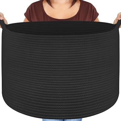 Maliton Black Basket 50x33 cm Large Foldable Laundry Hamper 68L with Handles