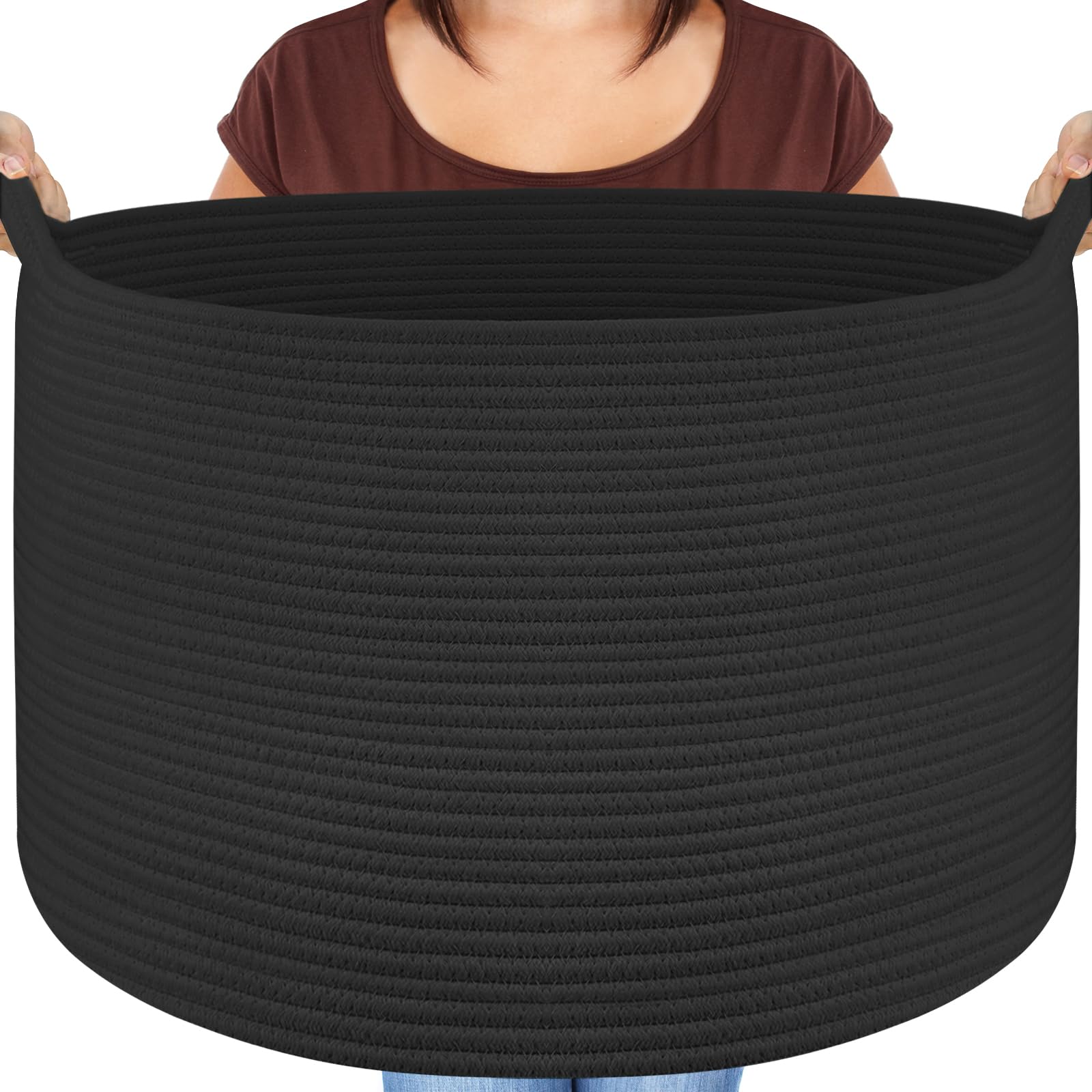 Maliton Black Basket, Black Storage Basket for Clothes, Bedding, Living Room, 50x35 cm 68L Large Foldable Laundry Hamper with Sturdy Handles — image 1