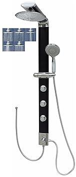 Duschpaneel Regendusche Duschsystem Shower Panel Massagedusche Wellnessdusche Dusche Duschkopf Brausekopf Schwarz