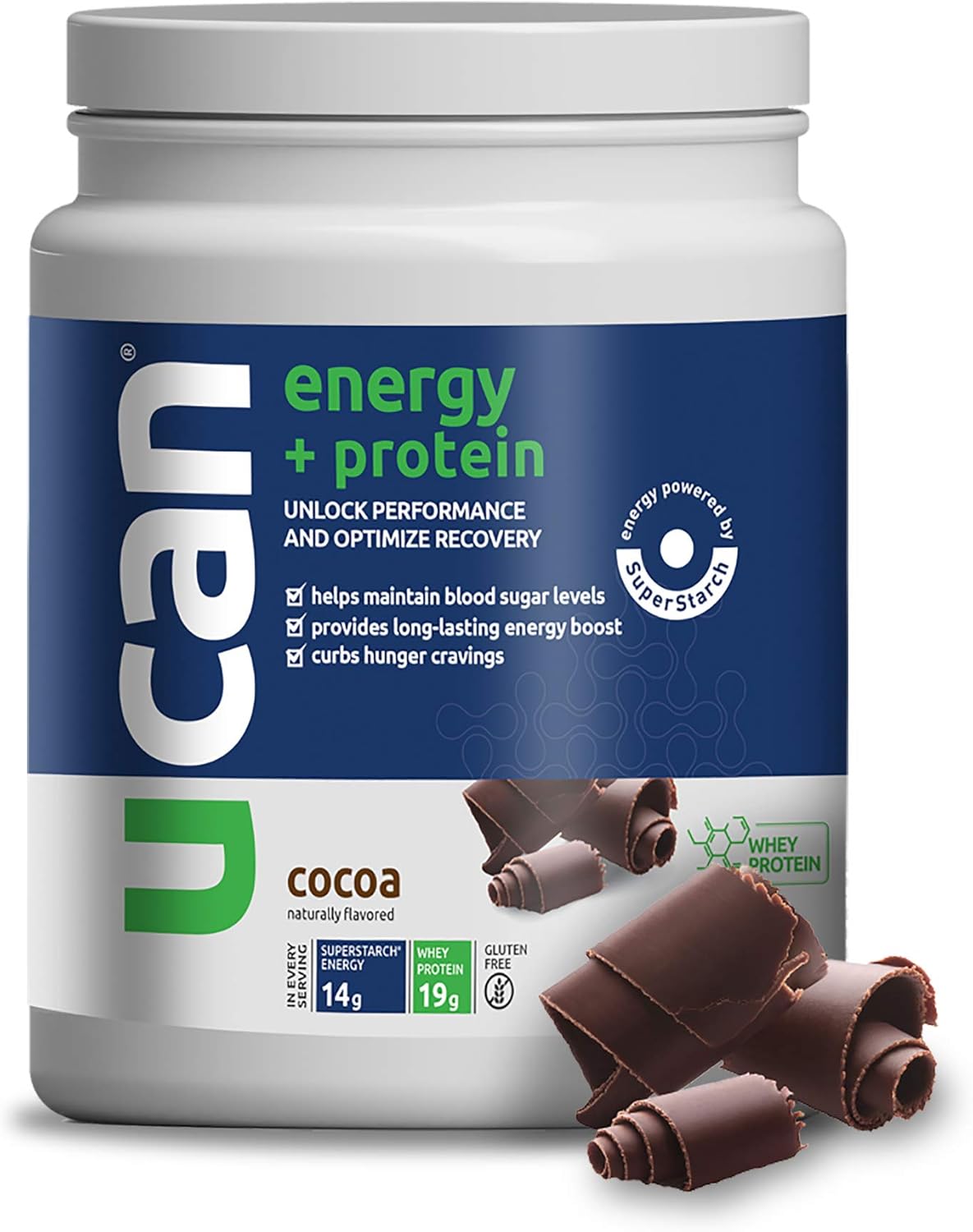 UCAN Energy + Protein Powder with SuperStarch - (Cocoa) - 20 Servings: Health & Personal Care