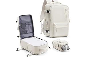 VECAVE Carry On Backpack for Women, Large Travel Backpack Flight Approved, Waterproof 17 Inch Laptop Backpack Work Business Backpacks Men Mochila De Viaje Beige