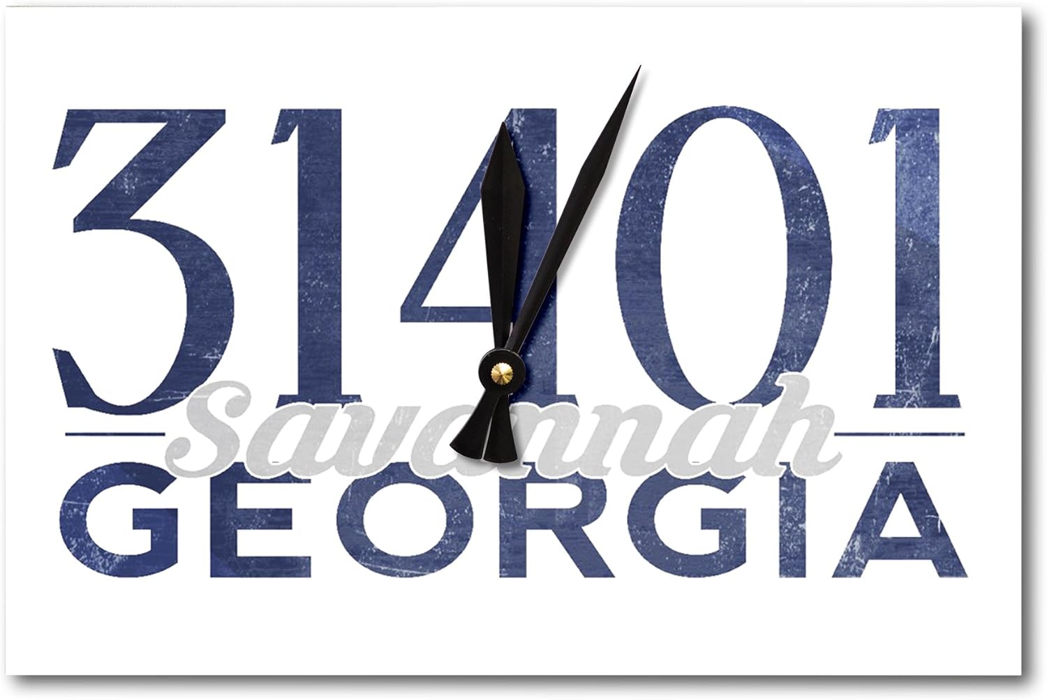 Savannah, Georgia – 31401 Código postal (azul) reloj de pared (acrílico