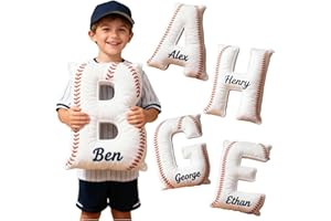 Personalized Baseball Letter Pillow with Name- Custom Monogram Baseball Throw Pillow Sports Cushion for Grandkids, Sports Fan