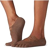 toesox Women’s Elle Full Toe Grip Socks - Non-Slip Pilates, Barre & Yoga with Grips, Ballet Five Toe Socks