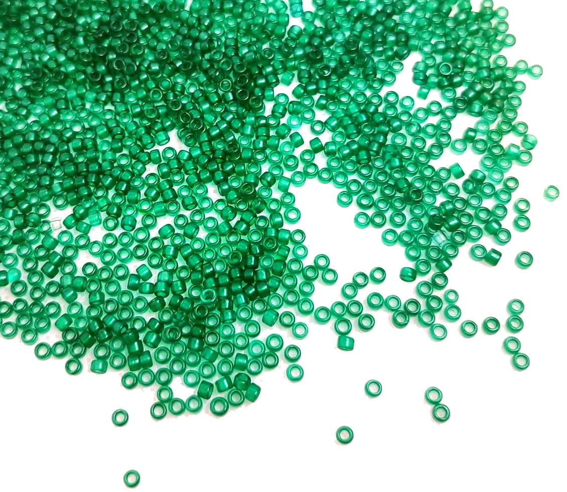 6500 pieces glass seed beads 2 mm transparent colour set, 17 colours, 11/0, pony beads, clear mini children's beads, seed beads, selection of colours (zirconia green)