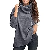 UNCLECAT Women's Oversized Turtleneck Sweaters 2025 Fall Winter Long Sleeve Lightweight Pullover Knit Tops