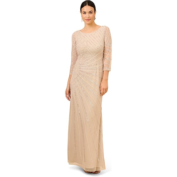 Amazon.com: Adrianna Papell Women's Beaded Long Gown, Biscotti, 4 : Clothing,  Shoes & Jewelry