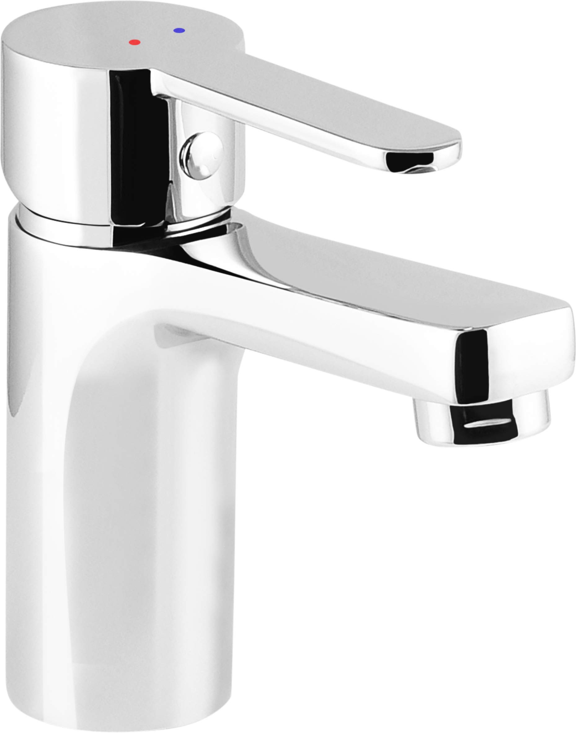 Cornat Barrio Single-Lever Mixer Chrome-Plated Brass Body Effortless Shaft Attachment with Pull Outflow Fitting/High-Pressure Bathroom/Basin Tap / BAR1, Silver