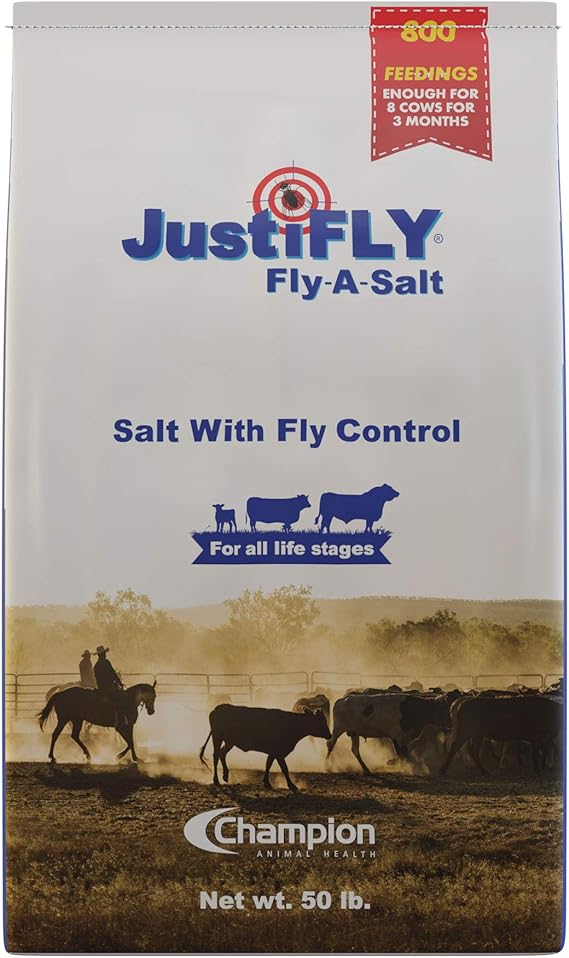 JustiFLY FlyASalt Cattle Fly Control Salt Bag, 50 lb 800 Feedings